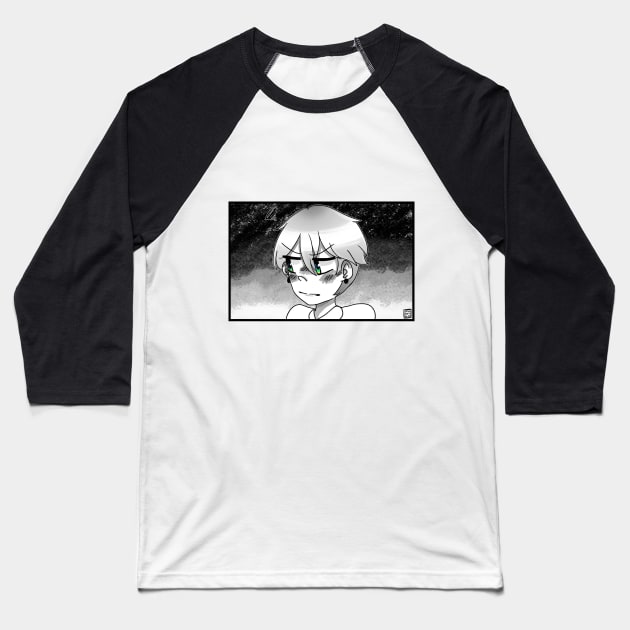 Tsundere Boy Manga Style Baseball T-Shirt by MitsuDai